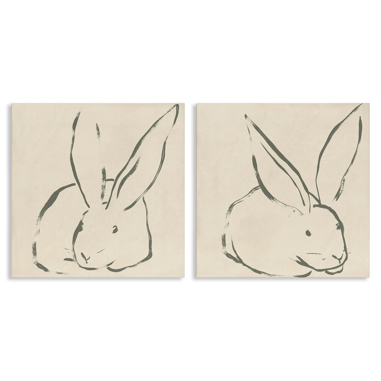 Stupell Industries Minimalist Resting Rabbit Line Drawing 2 pc Canvas Wall Art Set Design by June Erica Vess